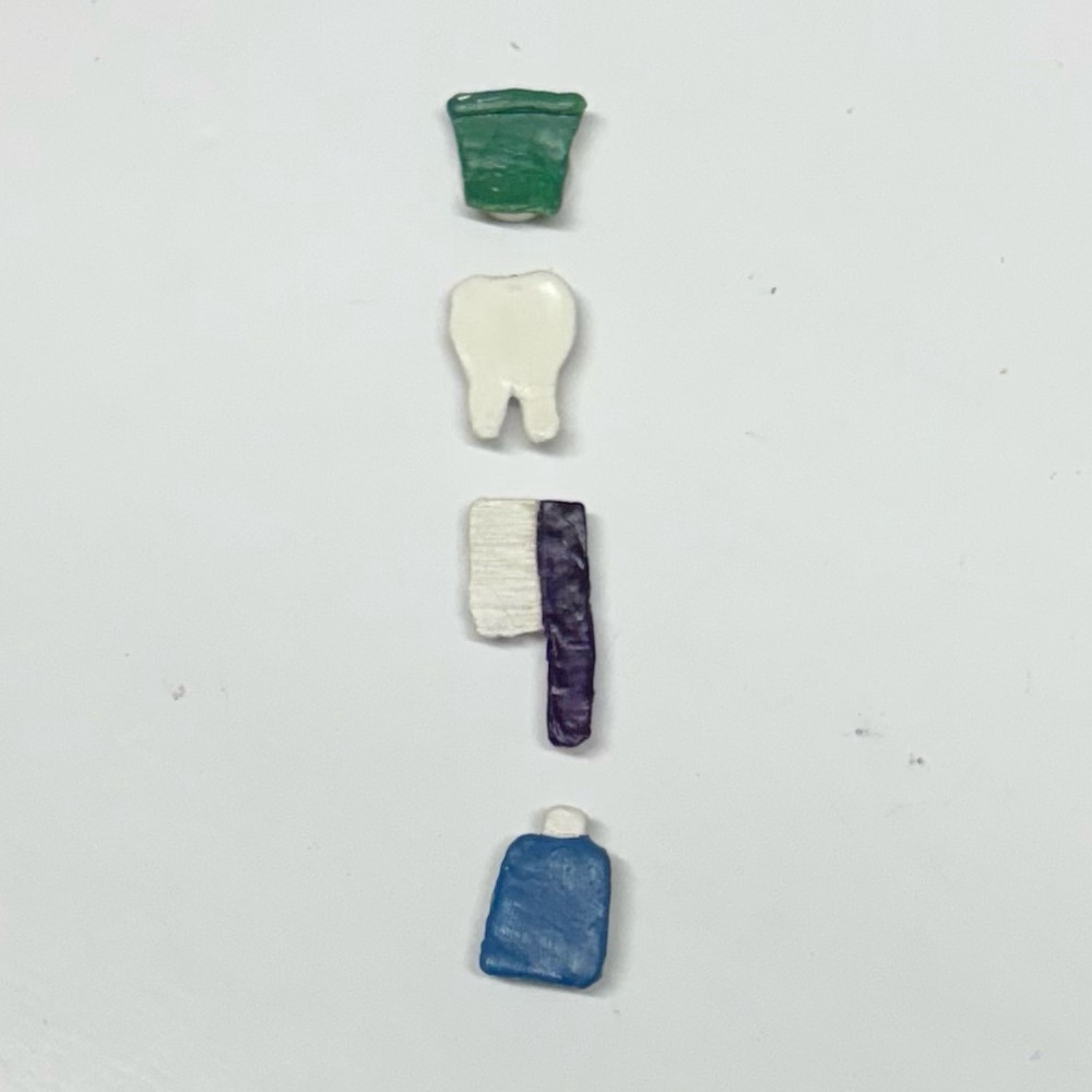 Vintage Dental Theme Button Covers Brush Floss Tooth Toothpaste